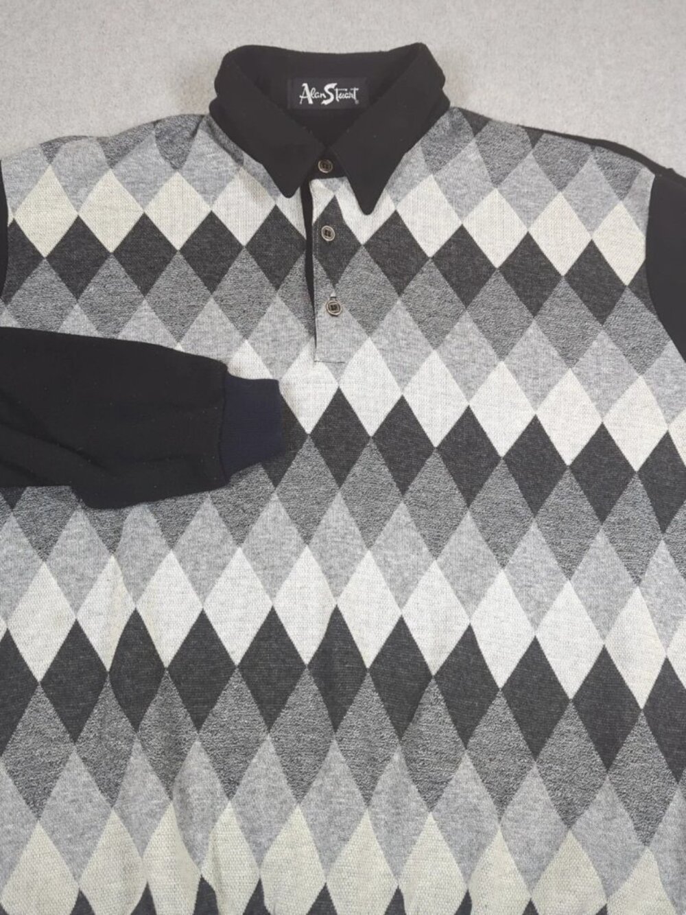 Vintage Alan Stuart Sweater Men's Large Argyle Long Sleeve Pullover Made in USA